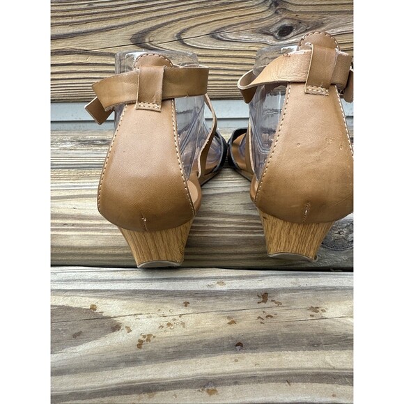 Kenneth Cole Reaction Black/Tan Wedge 1 Inch Sandals Size 7.5 - Picture 5 of 7